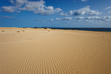 Sand dunes in the Parque Natural de Corralejo on the island of Fuerteventura