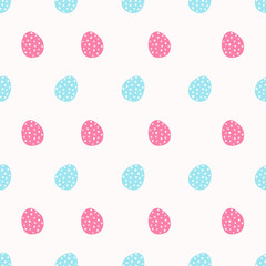 Lovely hand-drawn Easter seamless pattern, cute doodle eggs, pastel color, bunny, great for textiles, banners, wallpaper, wrapping - vector design Happy Easter Egg Hunt 