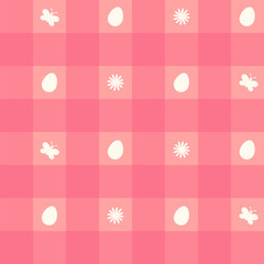 Lovely hand-drawn Easter seamless pattern, cute doodle eggs, pastel color, bunny, great for textiles, banners, wallpaper, wrapping - vector design Happy Easter Egg Hunt 