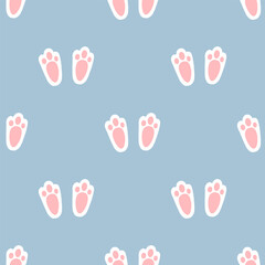 Lovely hand-drawn Easter seamless pattern, cute doodle eggs, pastel color, bunny, great for textiles, banners, wallpaper, wrapping - vector design Happy Easter Egg Hunt 