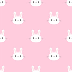 Lovely hand-drawn Easter seamless pattern, cute doodle eggs, pastel color, bunny, great for textiles, banners, wallpaper, wrapping - vector design Happy Easter Egg Hunt 