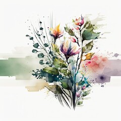 watercolor floral background, generative ai