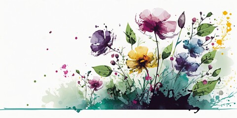 spring watercolor flowers, generative ai