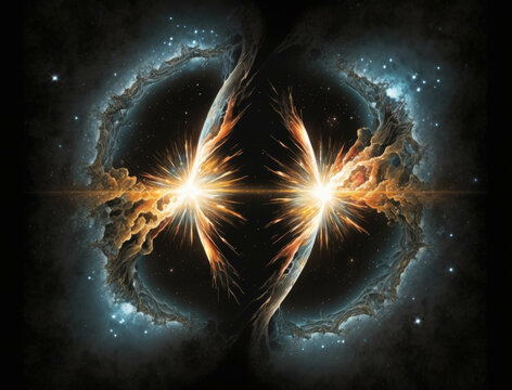 A powerful representation of the Geminis sign in the sparks of a shooting star Zodiac Astrology concept. AI generation.