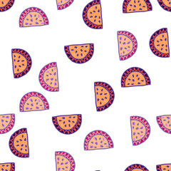 Seamless pattern with watermelon slices. Cute fruit backdrop