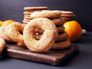 Traditional spanish pastries - Shortbread rings with an orange