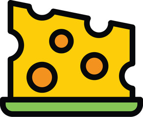 Cheese vitamin icon. Outline cheese vitamin vector icon for web design isolated on white background color flat