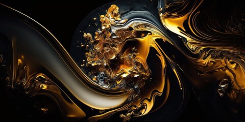 Abstract golden Alcohol Ink Background, Generative AI