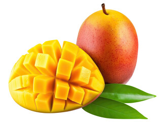 Delicious mango fruits cut out. Based on Generative AI