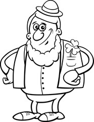 cartoon Leprechaun with clover on Saint Patrick Day coloring page