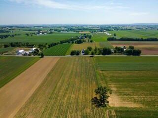 Aerial view of fields in the countryside area