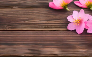 blossom flowers  on wooden background, Generative AI