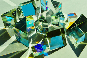 Dispersion of light, group mixture of dichroic glass cube, triangular prism, convex concave lens...