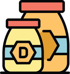 Vitamin jar icon. Outline vitamin jar vector icon for web design isolated on white background color flat