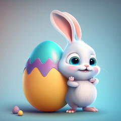 cute easter bunny and egg