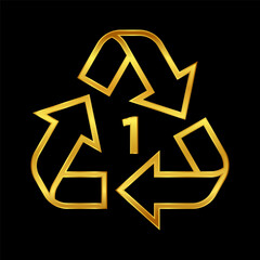 recycle symbol in gold color
