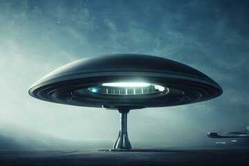 Obraz na płótnie Canvas Conceptual Alien Spaceship Landing. Generative AI