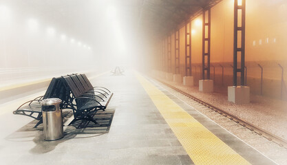 Boryspil Railway Station in the fog
