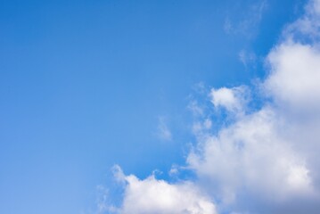 beautiful blue crystal sky with white clouds that look like silk.