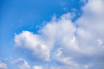 Beautiful blue crystal sky with white clouds that look like silk.