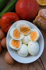 delicious fresh boiled eggs with a bright yellow yolk