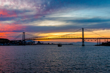 por do sol, ponte Hercílio Luz , Florianópolis SC