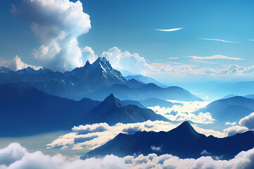 mountains and clouds