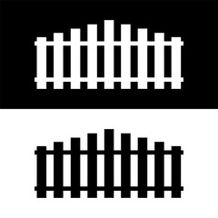 black and white fence icon in trendy flat design