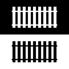 black and white fence icon in trendy flat design