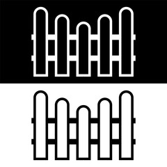 black and white fence icon in trendy flat design