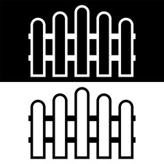 black and white fence icon in trendy flat design