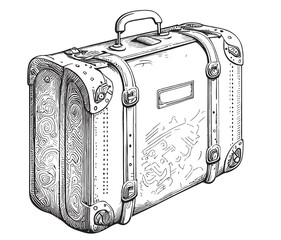 Retro suitcase sketch hand drawn in doodle style illustration