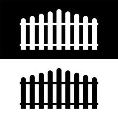 black and white fence icon in trendy flat design