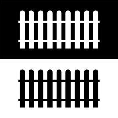 black and white fence icon in trendy flat design