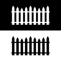 black and white fence icon in trendy flat design