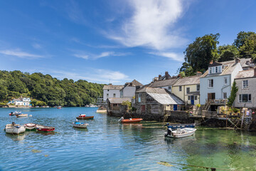 The picturesque harbour at Fowey in Cornwall in summer.  Ferryside, the former home of author Daphne Du Maurier, can be seen in the distance  at Bodinnick.
