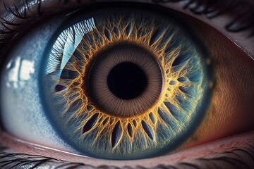 Close-up of the iris of the human eye as a digital illustration (Generative AI)