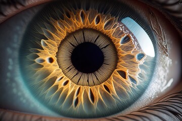 Close-up of the iris of the human eye as a digital illustration (Generative AI)