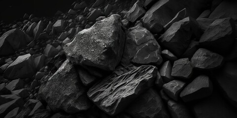 Black Rock Stone Texture for Background Design, Generative AI