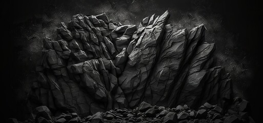 Dark Texture of Black Rock Background, Generative AI