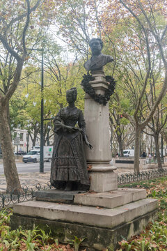 Lisbon, Portugal - December 5, 2022: Monument of Manuela Pinheiro Chagas.