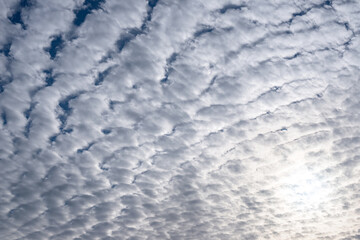 The sun through the rows of rhythmic clouds