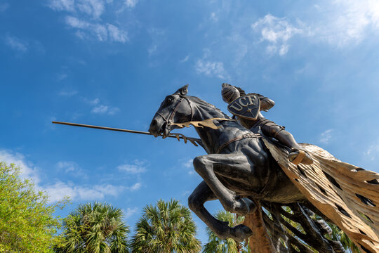 Knight on the horse statue. The symbol of the University of Central Florida in Orlando, Florida.