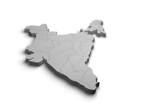 3d India map illustration white background isolate