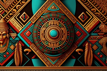 Background with Mayan patterns, adornments, background. Generative AI