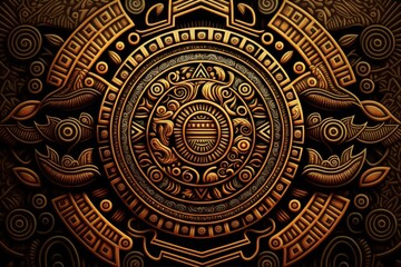 Obraz premium Background with Mayan patterns, adornments, background. Generative AI