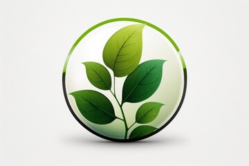 Plant illustration, logo, icon, white background, sustainability concept. Generative AI