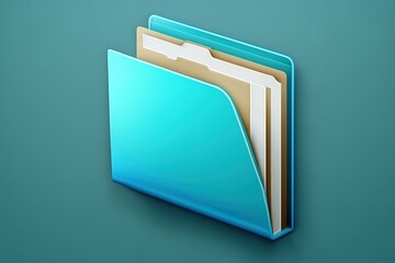 File folder illustration, data storage concept, blue background. Generative AI