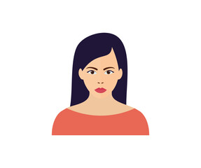 Beautiful woman avatar character icon. User member, People icon in flat style. Business people. Avatar, user, female, person, young, women, feminine, dame vector design and illustration.