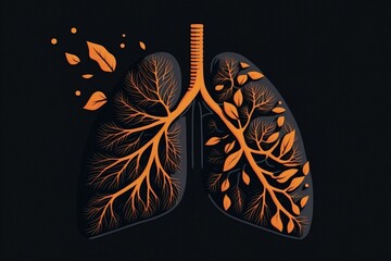 Illustration of human lung and plant, health and environment care concept. Generative AI